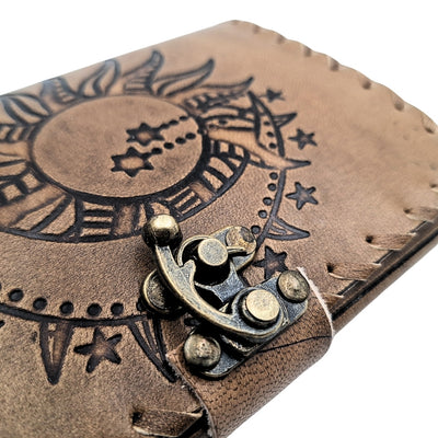 Retro-Leder-Notizbuch 200 Seiten, Sonne und Mond, 200 Seiten - AH05