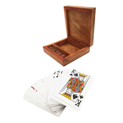 PRODUKTFEHLER: Elegantes Spielset – Kartenspiel und Würfel in Holzbox OUTLET – DNU-010AB