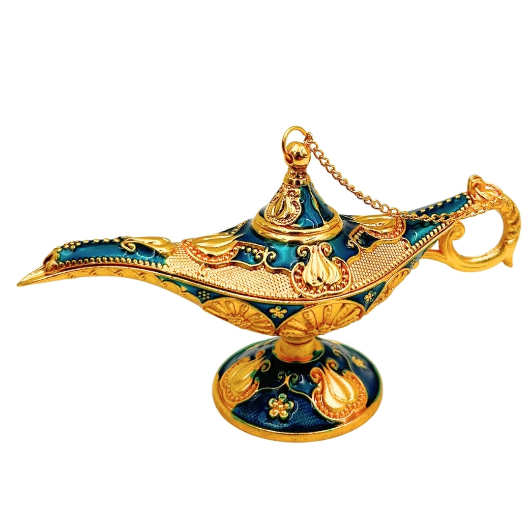 Dekorative Metall-Alladin-Lampe, Marineblau-Gold 12cm - LAB12