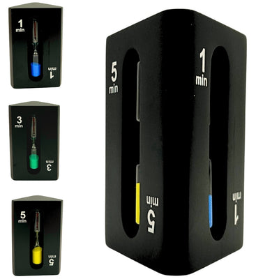 1-3-5-Minuten-Sanduhr, dreiseitig, schwarz - ideal für Brettspiele - STW6