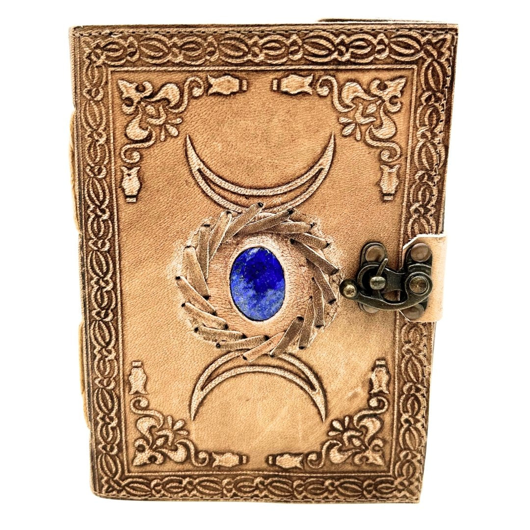 Retro-Ledernotizbuch mit Stein und Mondphasen – 200 Seiten 150 GSM – H076
