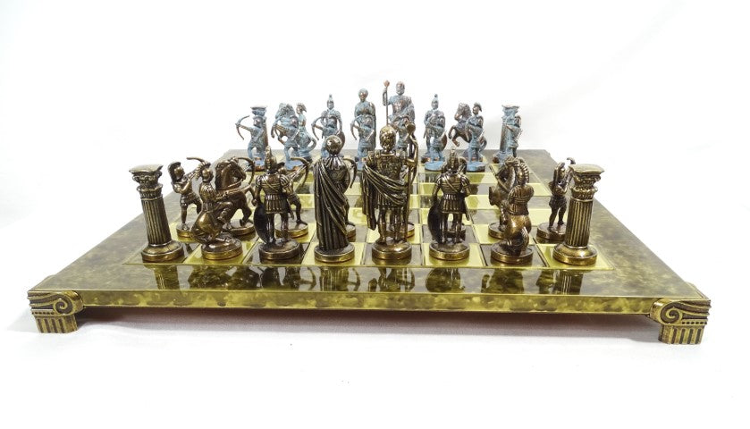 Messing-Schachspiel Bogenschützen groß 44x44cm - luxuriöses Geschenk - S10BBRO