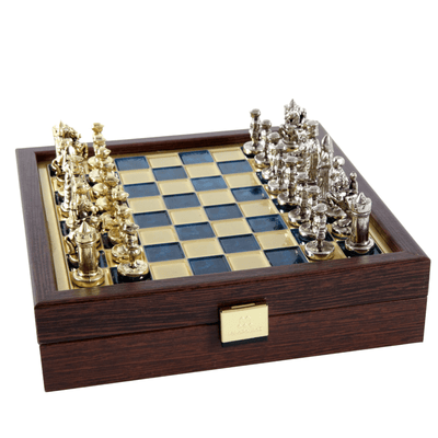 Elegante Premium-Messingschachfiguren 20x20cm Byzanz mit personalisierter Gravur - ideales Geschenk für Schachspieler und Geschichtsinteressierte - handgefertigte Figuren in goldener und silberner Ausführung