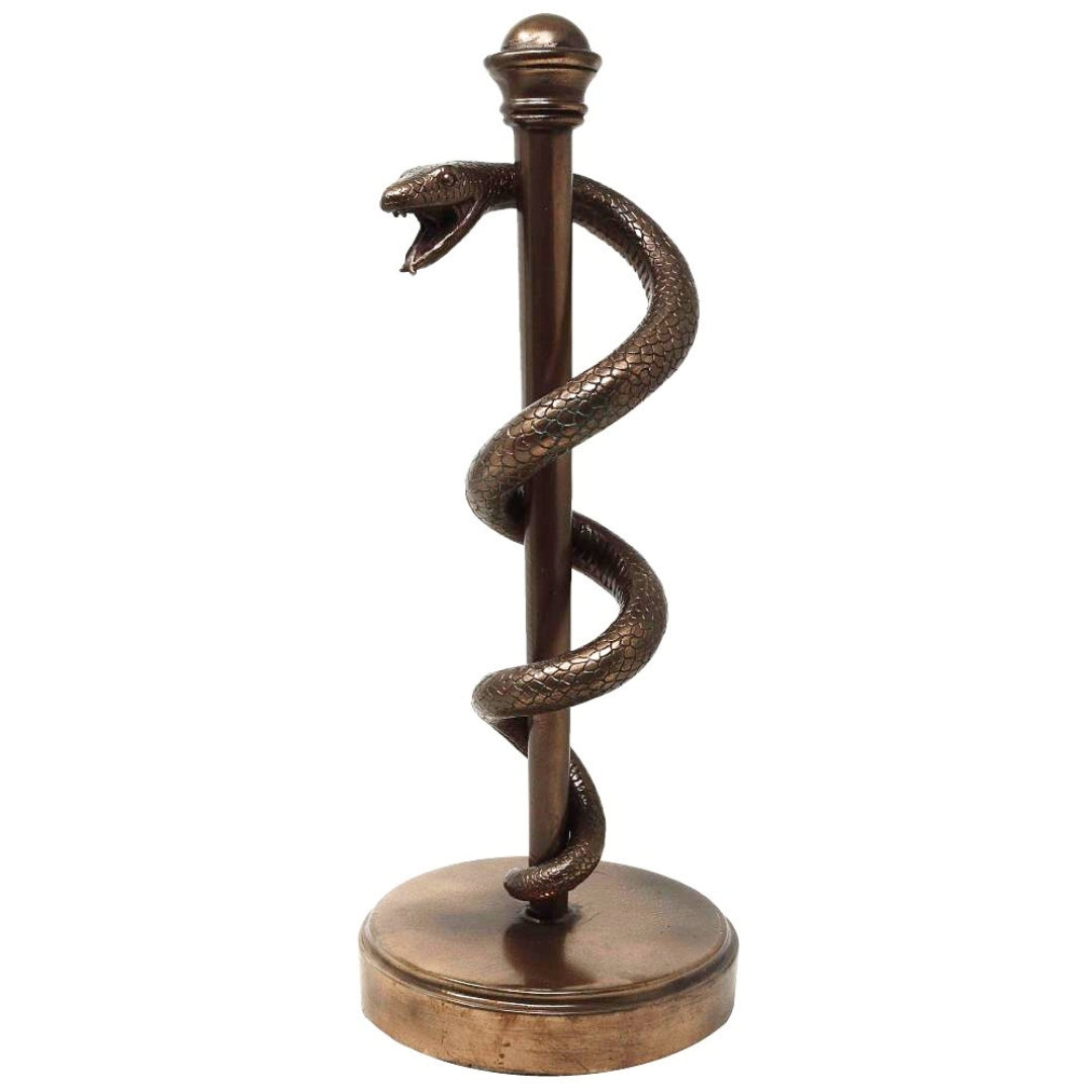 Äskulapstab-Figur, Geschenk für Arzt oder Mediziner - 30 cm, Harz - MC-9634