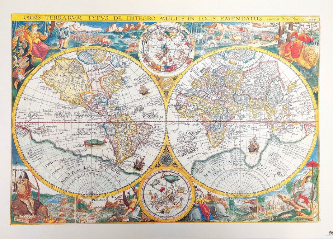 Alte Weltkarte - Orbis Terrarum Reprint - P. Plancius, 1594 r. M1594
