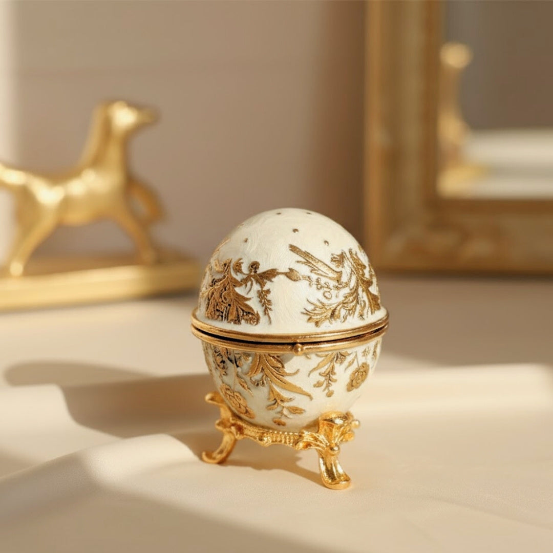 Exklusive Schatulle Fabergé-Ei aus Metall mit Kristallen - B0794-00