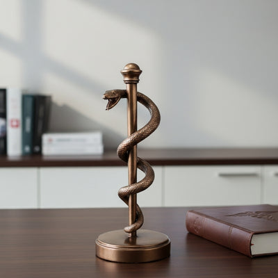 Äskulapstab-Figur, Geschenk für Arzt oder Mediziner - 30 cm, Harz - MC-9634