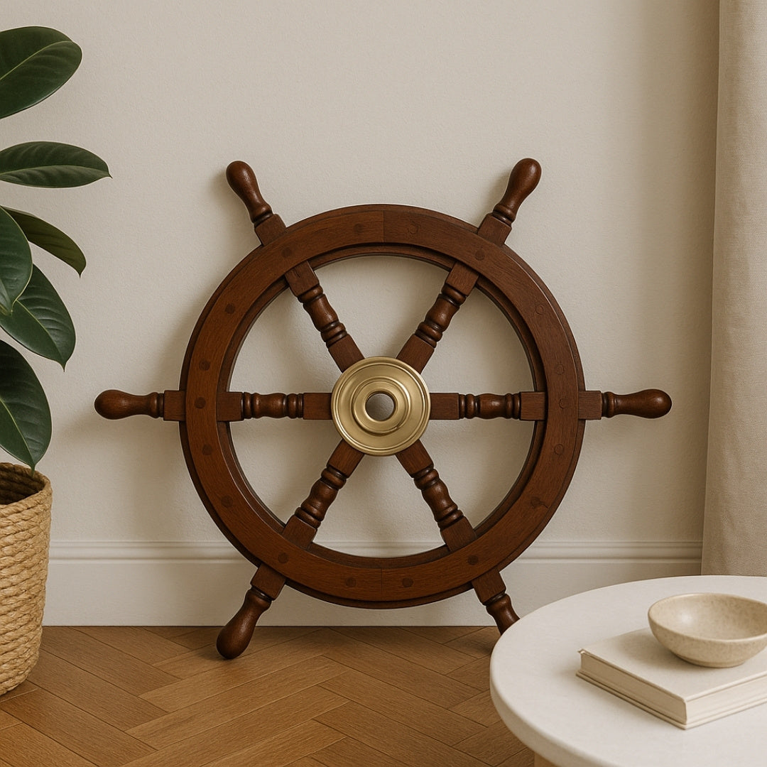 Steuerrad aus Holz – 45 cm – maritime Retro-Dekoration – NC1402A