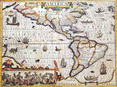 Karte von Amerika 1628 - J. Hondius Reprint - M1628