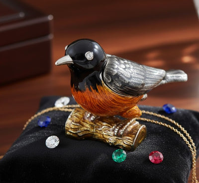 Außergewöhnliches kleines Metallkästchen, mit Kristallen verziert - Vogel - B0192-02
