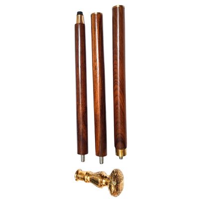 Eleganter faltbarer Gehstock mit Messinggriff - Brauner Holzgehstock mit Gravurmöglichkeit - Ideales Geschenk für Senioren im Retro-Stil - Maximale Länge 96 cm