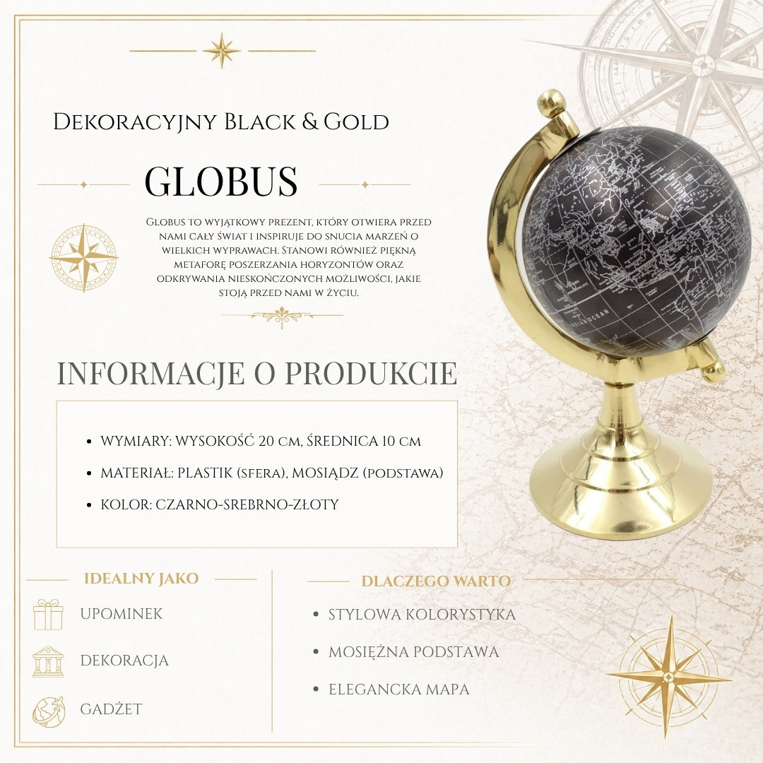Dekorativer Globus Schwarz & Gold – MMG004S