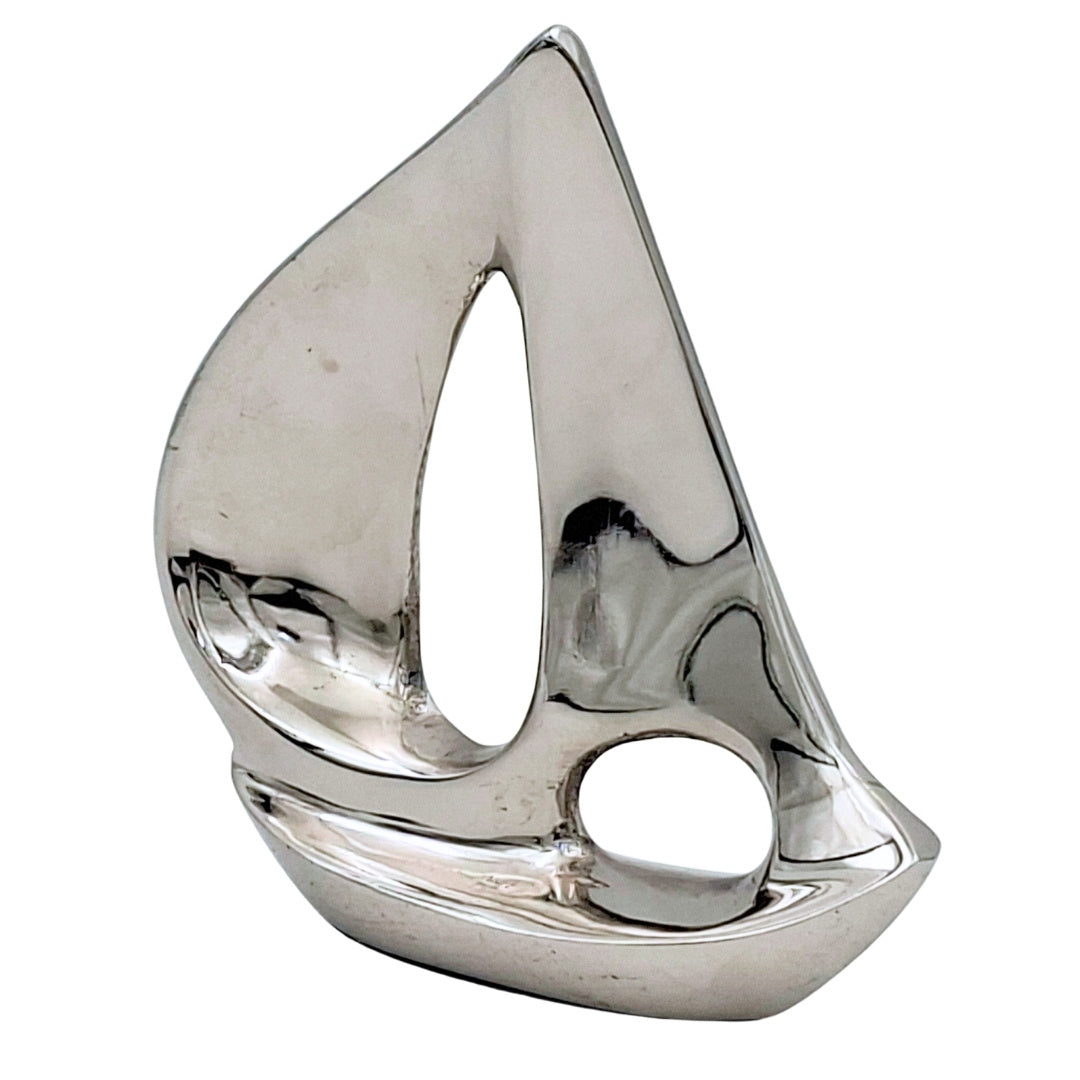 Elegante silberne Aluminium-Yacht 12,5 cm mit Gravurmöglichkeit