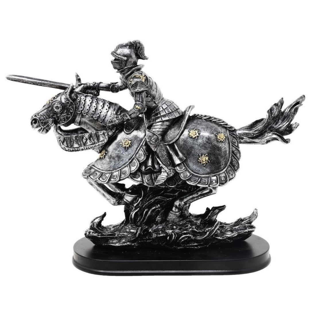 Figur Ritter auf Pferd 31cm – Polyresin, handbemalt – MC-23152