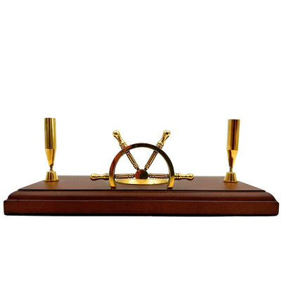 Maritimes Schreibtischset – Steuerrad, Kompass, Stifthalter – TT019