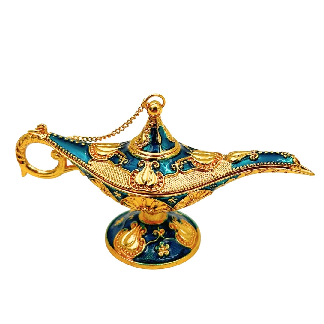Dekorative Metall-Alladin-Lampe, Marineblau-Gold 12cm - LAB12