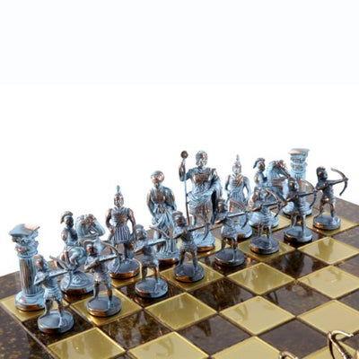 Messing-Schachspiel Bogenschützen groß 44x44cm - luxuriöses Geschenk - S10BBRO