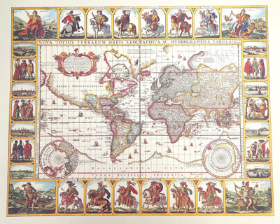 Historische Weltkarte Piscator 1652 r. - Abmessungen 56 x 45 cm - M1652