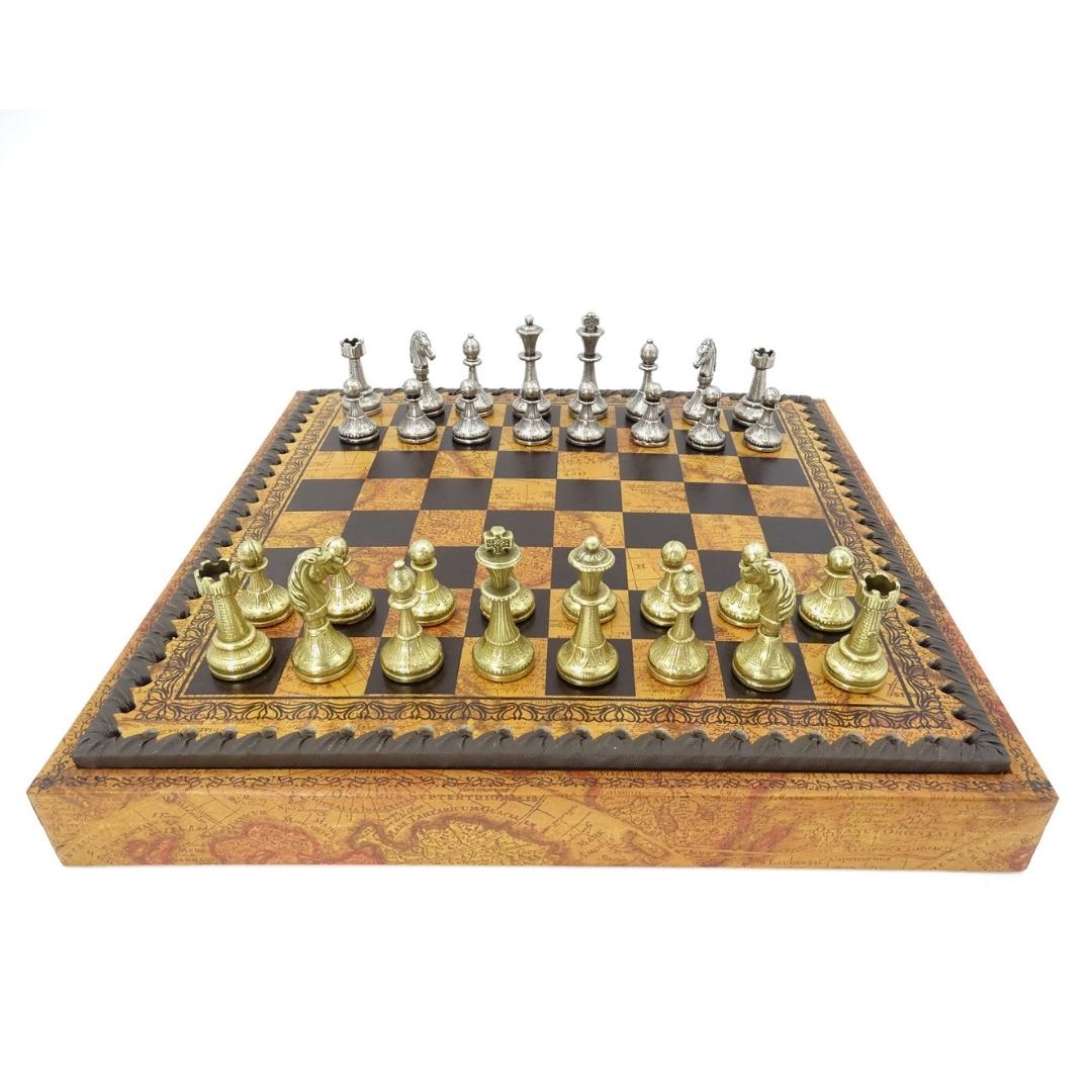 Exklusive Metall-Schachfiguren Italfama 28x28 cm – N035