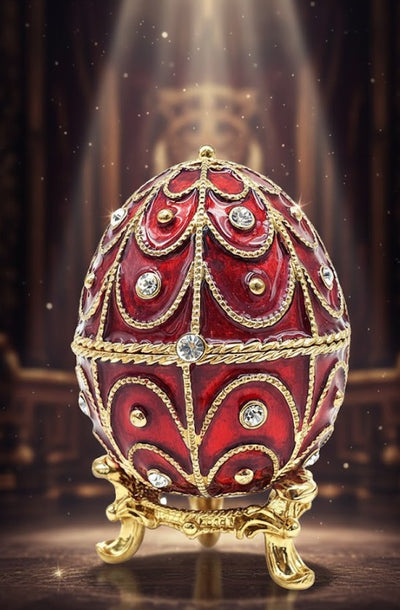 Exklusive kleine Metallschatulle mit Kristallen - Fabergé-Ei - B0748-17 RD