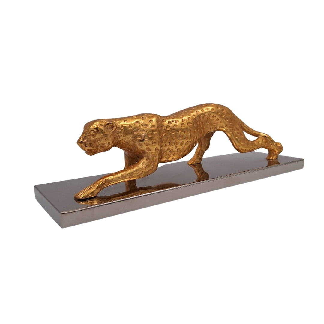 Elegante dekorative Figur Leopard Gold 42cm Glamour Loft Geschenk