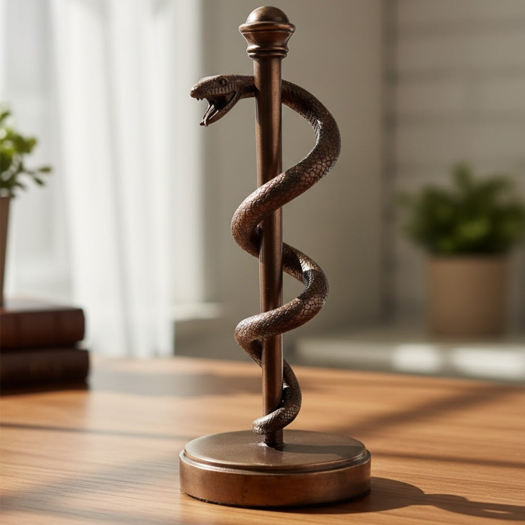Äskulapstab-Figur, Geschenk für Arzt oder Mediziner - 30 cm, Harz - MC-9634