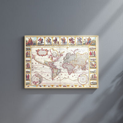 Historische Weltkarte Piscator 1652 r. - Abmessungen 56 x 45 cm - M1652