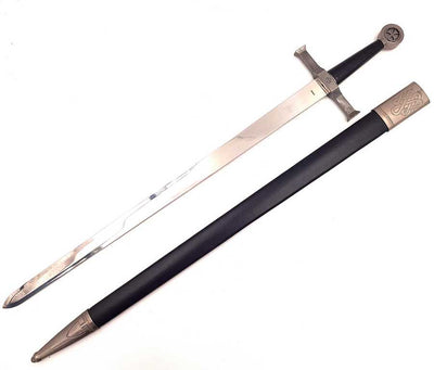 Stählernes Ritterschwert 84 cm in Scheide - Replik - SW-114