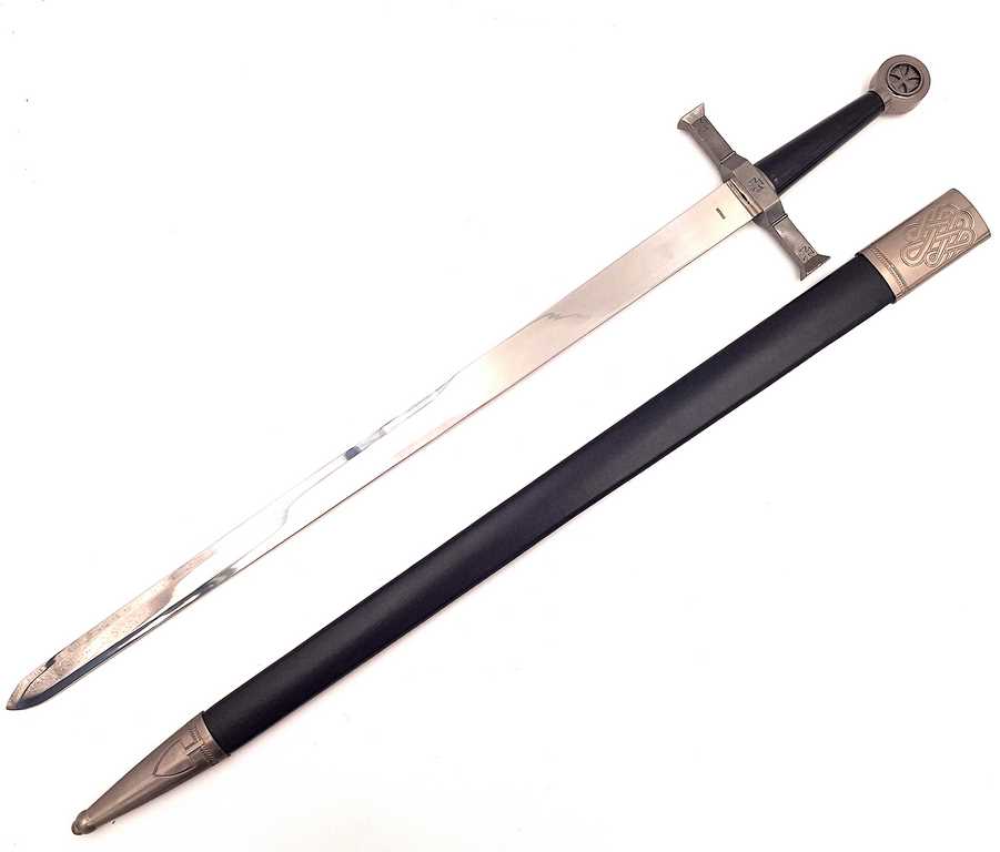 Stählernes Ritterschwert 84 cm in Scheide - Replik - SW-114