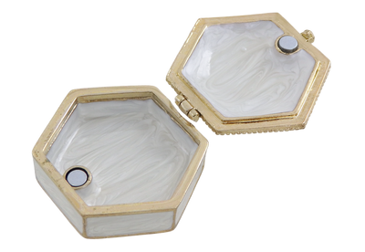 Reich verziertes kleines Geschenk-Metallkästchen mit Kristallen - B0035-08WH