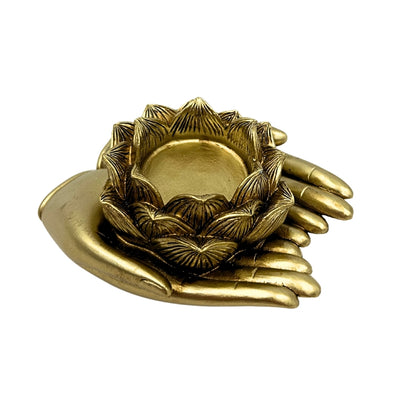 Goldener Glamour-Teelichthalter – Hand – 311FJZ
