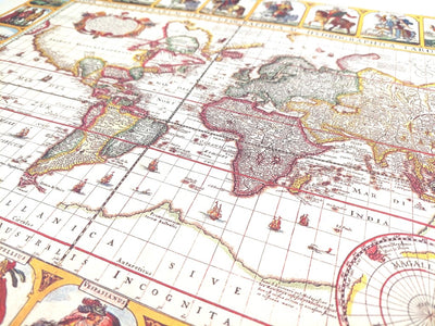 Historische Weltkarte Piscator 1652 r. - Abmessungen 56 x 45 cm - M1652