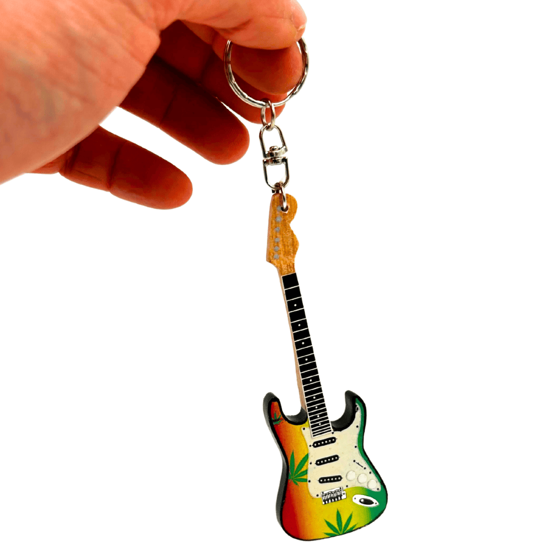 Schlüsselanhänger Gitarre im Stil von Bob Marley Reggae-Gadget - EGK-0641