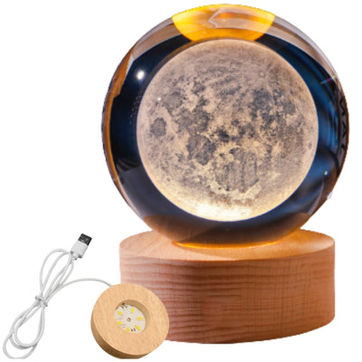 3D-Glaskugel Mond- LED-USB-Nachtlampe - Schreibtisch-Gadget
 - KKS