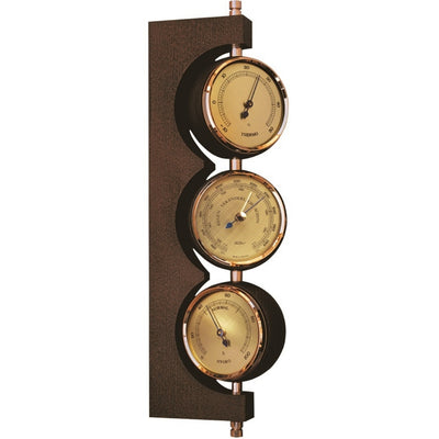 Exklusive Wetterstation Fischer - Barometer Hygrometer Thermometer - Messing Mahagoni – 7894-22
