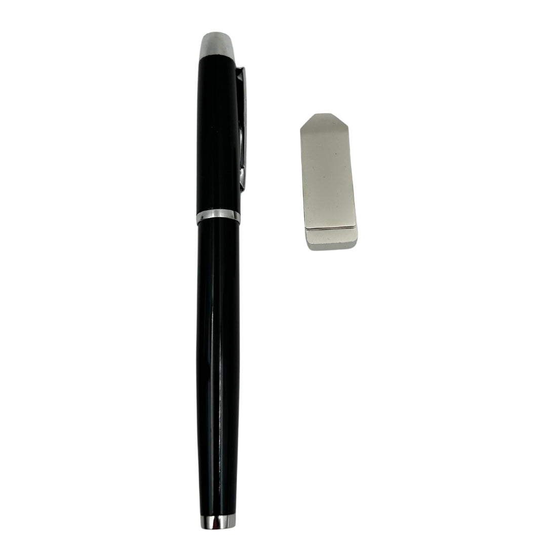 Elegantes Premium-Geschenkset – A5-Notizbuch mit Kugelschreiber und 16GB-USB-Stick in Box – Schwarz-Gold – EE9