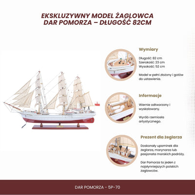 Exklusives Segelschiffmodell Dar Pomorza 82 cm mit Möglichkeit zur Personalisierung durch Gravur