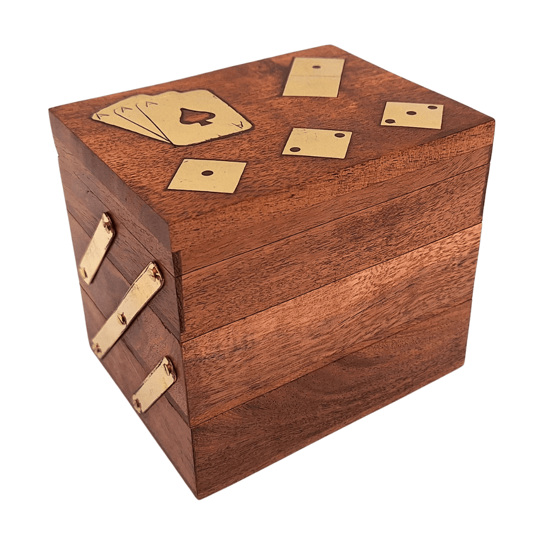 Elegantes 3-in-1-Spieleset - Karten Würfel Domino - DNU-101