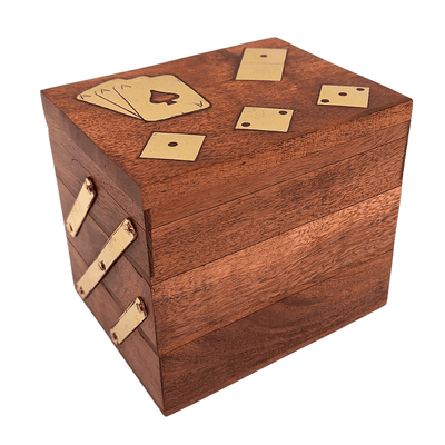 Elegantes 3-in-1-Spieleset - Karten Würfel Domino - DNU-101