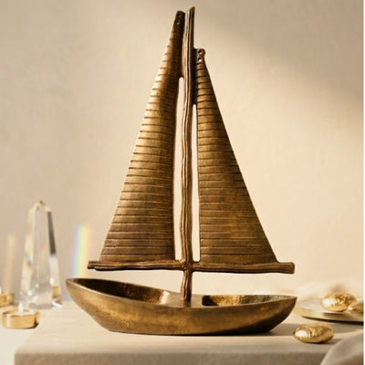 Modell einer Yacht Goldenes Aluminium Höhe 38cm - N-3670