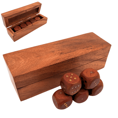 Holzwürfel zum Spielen in länglicher Holzschachtel - DNU-006