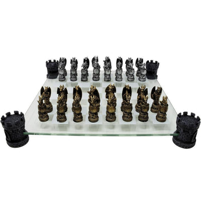 Drachenschach Fantasy – Schachbrett aus Glas 42x42 cm – MC-6069