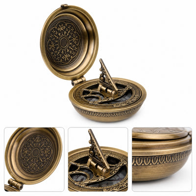 Messingkompass Urania Propitia mit Sonnenuhr - Premium - H45