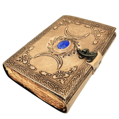 Retro-Ledernotizbuch mit Stein und Mondphasen – 200 Seiten 150 GSM – H076