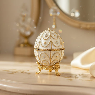 Exklusive Schatulle Fabergé-Ei aus Metall mit Kristallen - B0748-17WH