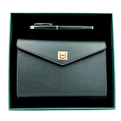 Elegantes Geschenkset - Ledernotizbuch mit Kugelschreiber in Geschenkbox – Premium – EE8