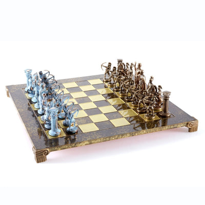 Messing-Schachspiel Bogenschützen groß 44x44cm - luxuriöses Geschenk - S10BBRO