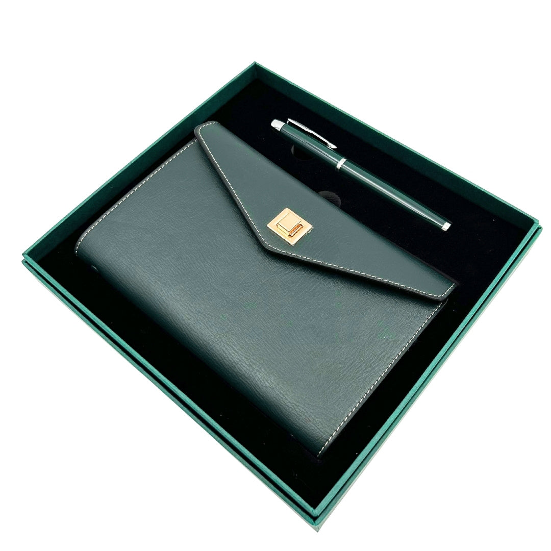Elegantes Geschenkset - Ledernotizbuch mit Kugelschreiber in Geschenkbox – Premium – EE8