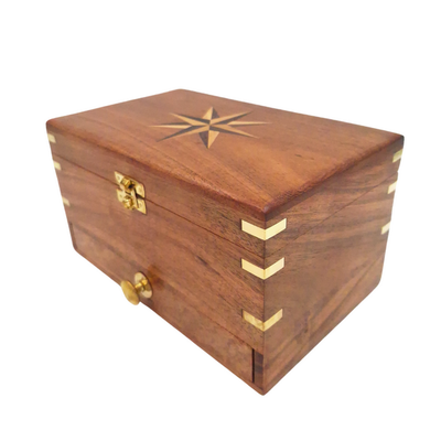 Große Holzschatulle für Schmuck – Organizer mit Spiegel - DNU-022