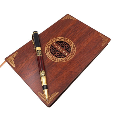 Exklusives Premium-Geschenkset Notizbuch A5 aus Holz + Kugelschreiber – EE2